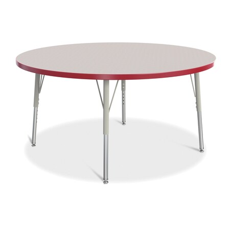 Jonti-Craft Berries Round Activity Table, 48 in. Diameter, E-height, Freckled Gray/Red/Gray 6433JCE008